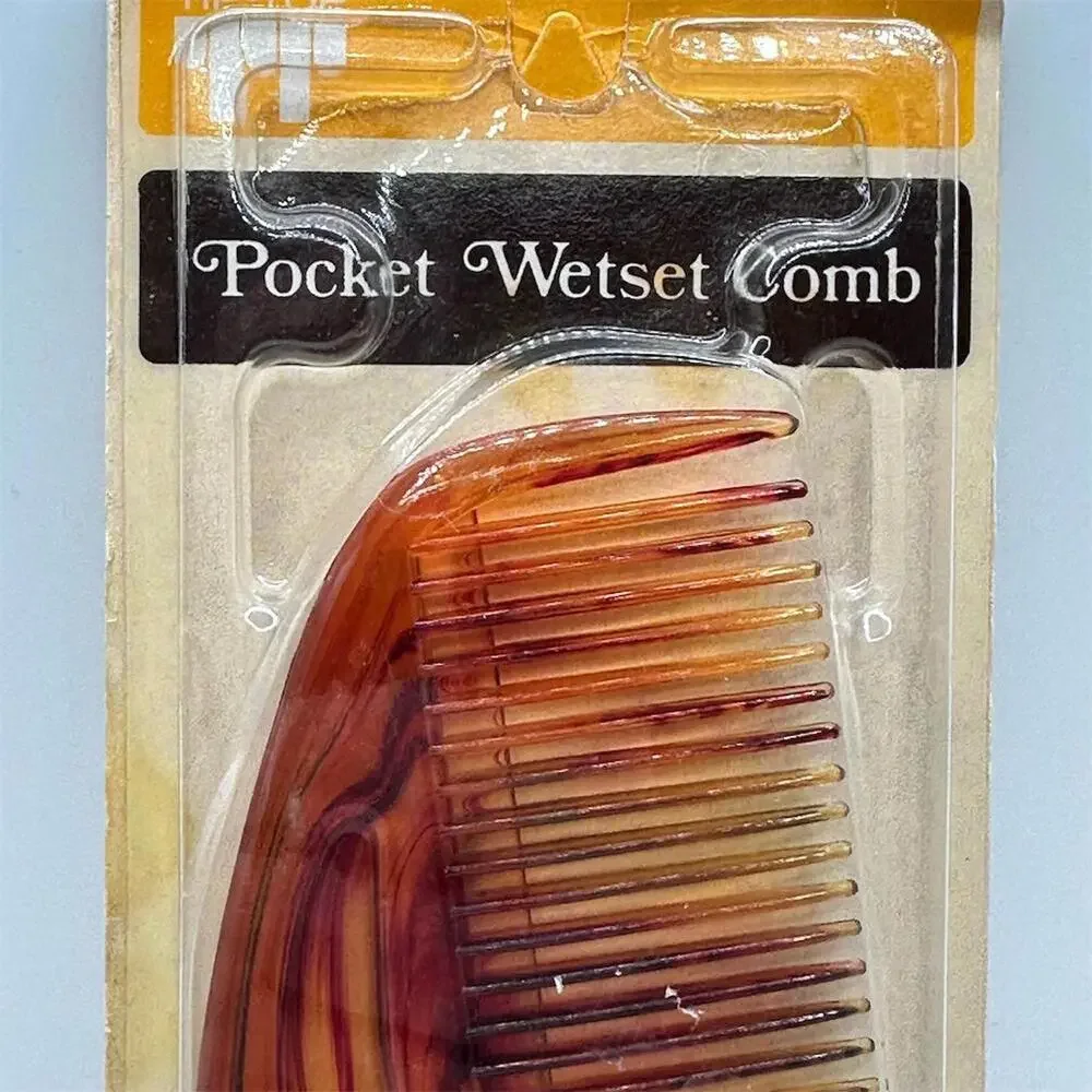 Vintage Pocket Wetset Comb Faux Tortoise Shell Design NOS